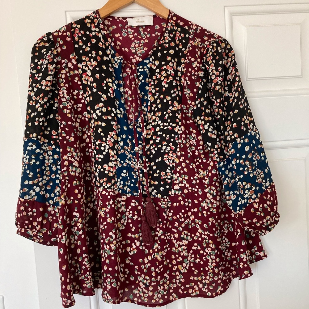 Evereve Braeve flowy boho dotted blouse